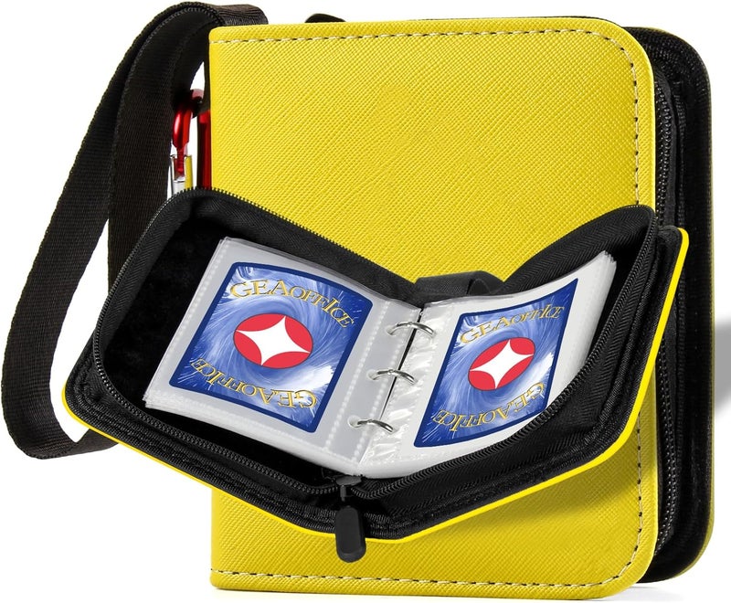 GEAoffice Small 1 Pocket Mini Trading Card Binder, Holds 80 Cards with 40 Removable Sleeves, Collection Binder for TCG, MTG, Sports&Games, Yellow - Image 1